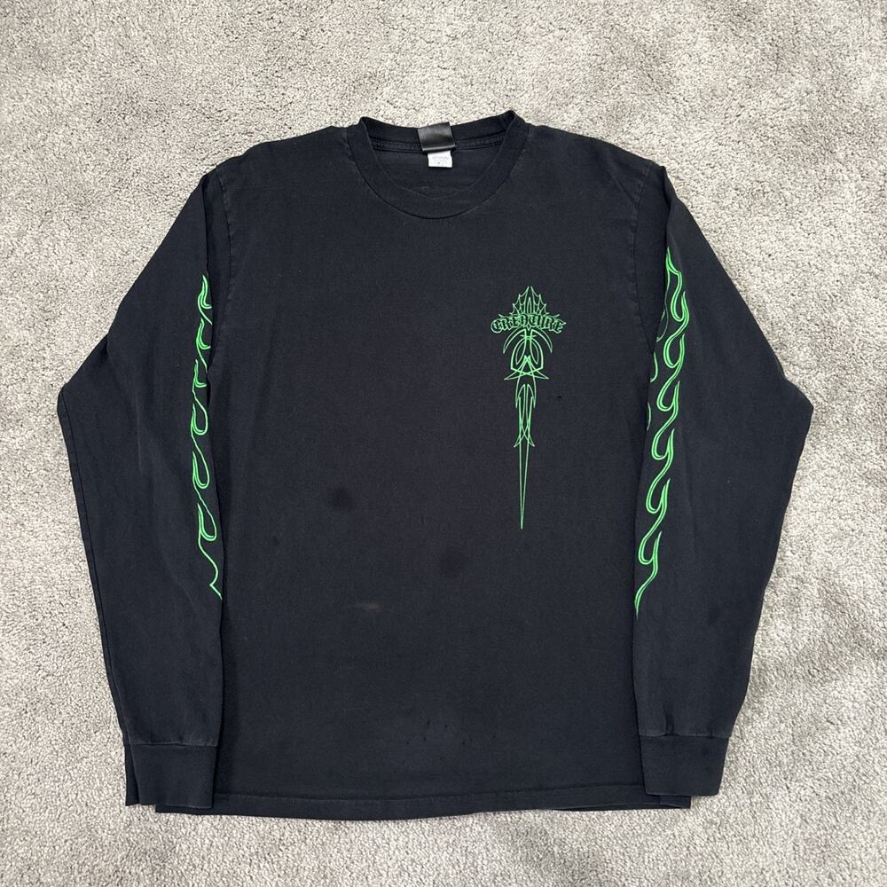 Creature Skateboards Shirt Men’s Medium Black Long Sleeve Flames Y2K 00s